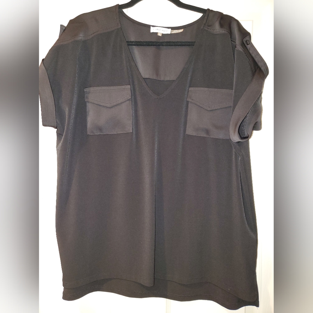 Calvin Klein Brown Boxy Short Sleeve Blouse